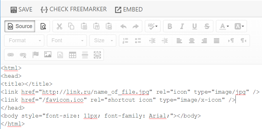 Пример вставки кода в редакторе Free Style